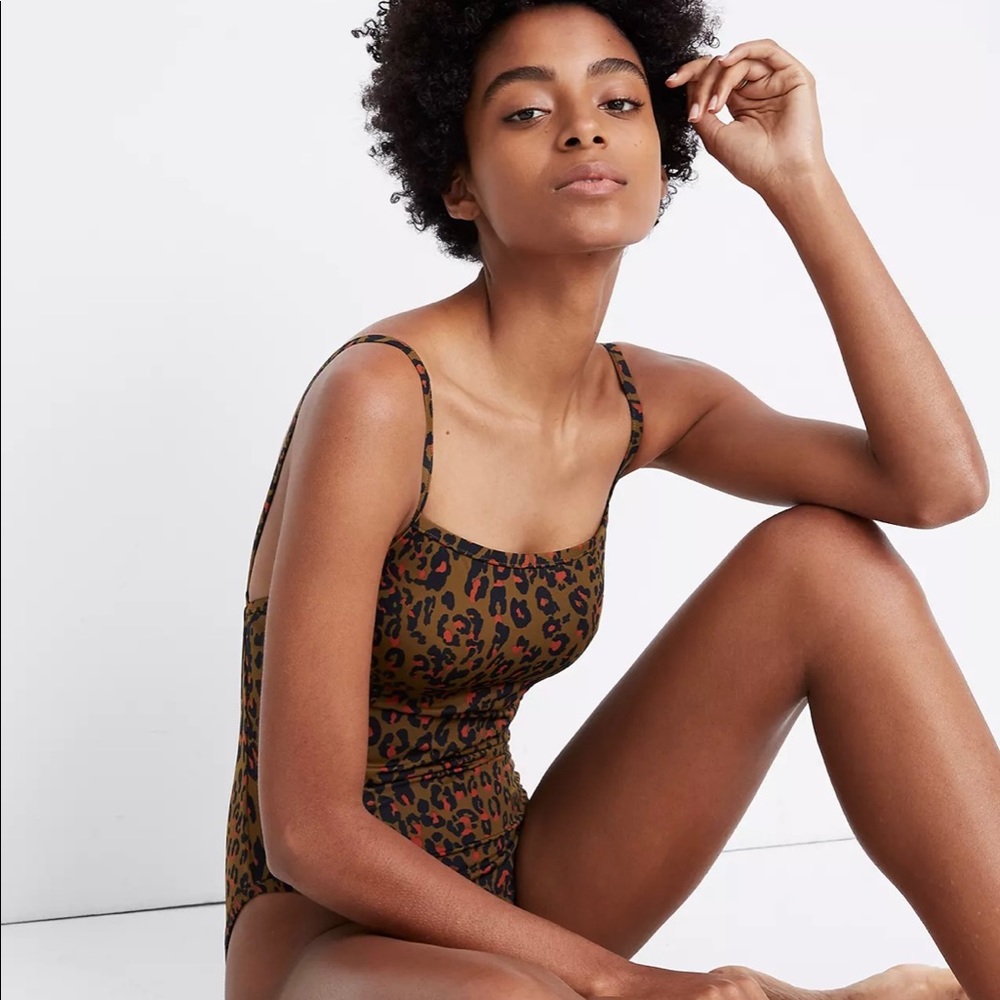Madewell animal print one piece swim suit size lar